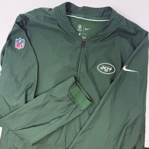 Nike New York Jets NFL Onfield 1/4 Zip Windbreaker Jacket Green Mens Large